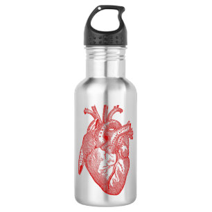 Red Antique Anatomical Heart 532 Ml Water Bottle