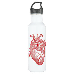 Red Antique Anatomical Heart 710 Ml Water Bottle