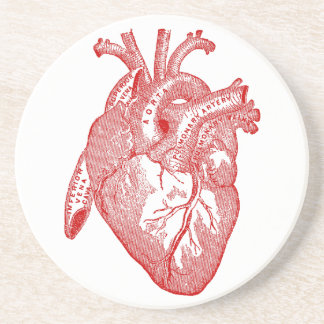 Red Antique Anatomical Heart Coaster