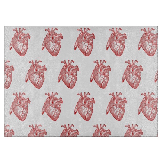 Red Antique Anatomical Heart Cutting Board (Front)