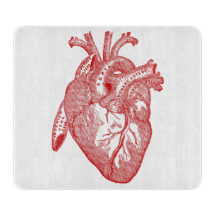 Red Antique Anatomical Heart Cutting Board