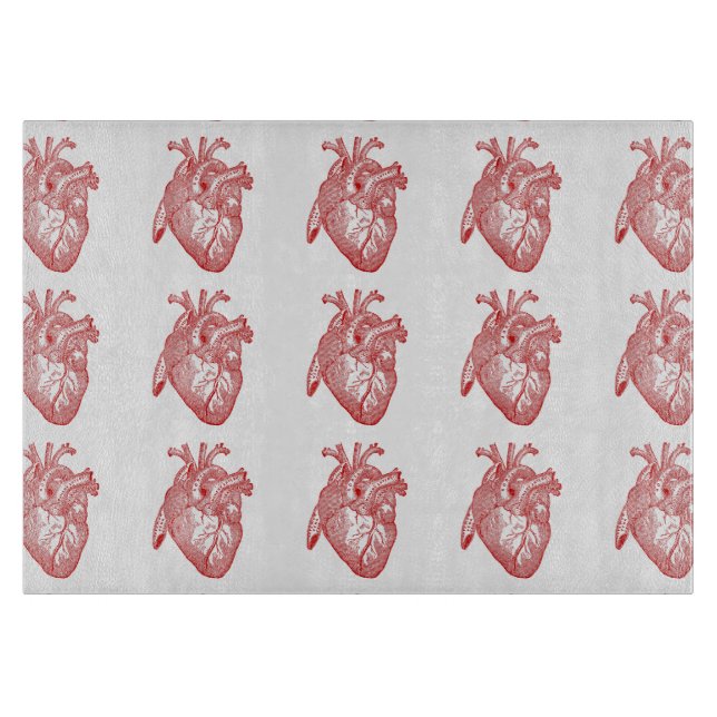 Red Antique Anatomical Heart Cutting Board (Front)