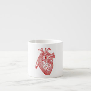 Red Antique Anatomical Heart Espresso Cup