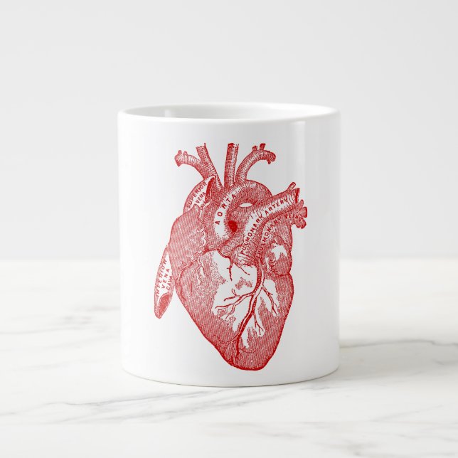 Red Antique Anatomical Heart Large Coffee Mug (Front)