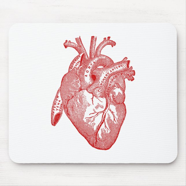 Red Antique Anatomical Heart Mouse Mat (Front)