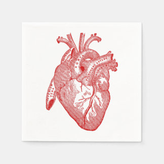 Red Antique Anatomical Heart Napkin