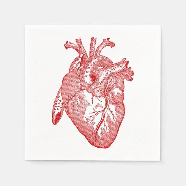 Red Antique Anatomical Heart Napkin (Front)