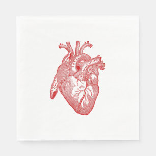 Red Antique Anatomical Heart Napkin