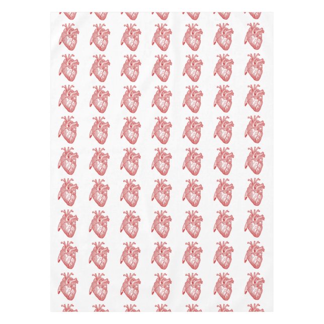 Red Antique Anatomical Heart Tablecloth (Front)