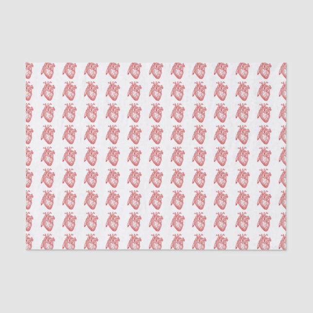 Red Antique Anatomical Heart Tissue Paper (Front)