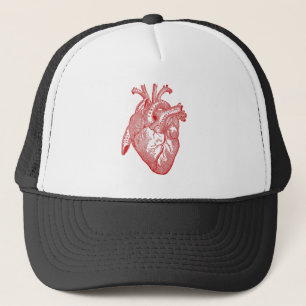 Red Antique Anatomical Heart Trucker Hat