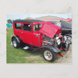 Red Antique Car Postcard