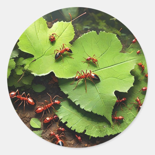 Red ants classic round sticker (Front)