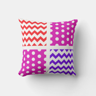 Red/Any 2 Colours/White Chevron/Polkadot Pillow