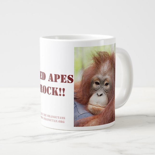 Red Apes Rock - Doctor Ann Orangutan Large Coffee Mug (Front Right)