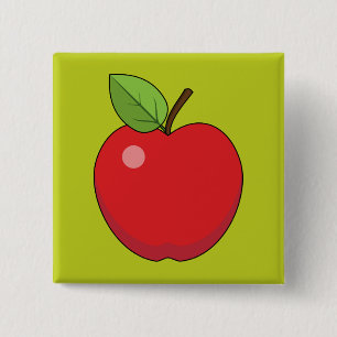Red Apple 15 Cm Square Badge