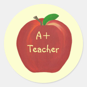 Red Apple, A+ Teacher stickers
