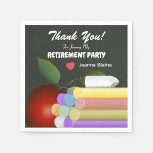 Red Apple and Chalk   Retired Teacher Napkin