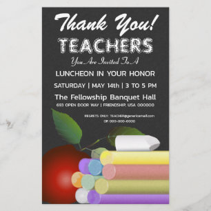 Red Apple and Chalk   Teacher Appreciation Flyer