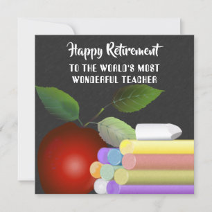 Red Apple and Chalk   Teacher Retirement Card