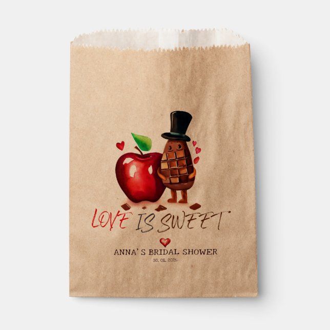 Red Apple and Chocolate Couple Bridal Shower Favour Bags (Front)