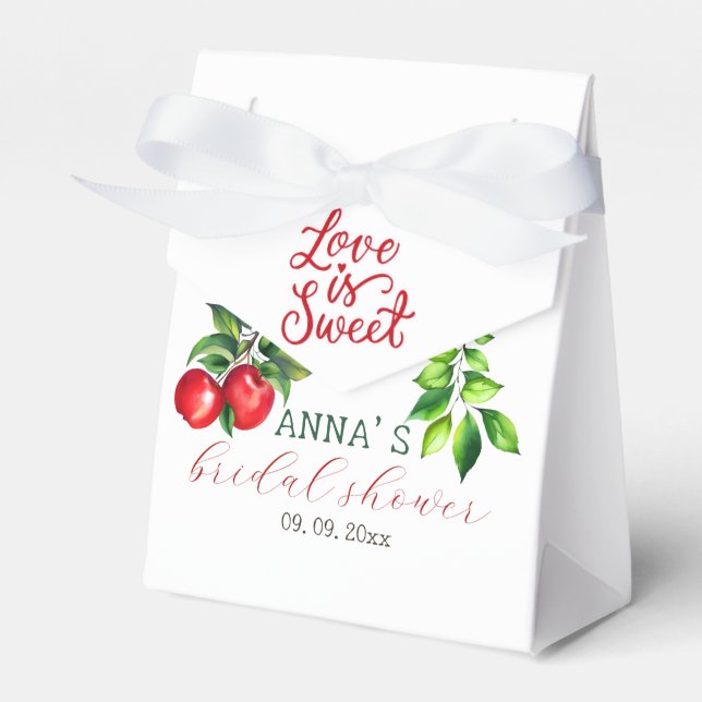 Red Apple and White Bridal Shower  Favour Box (Front Side)
