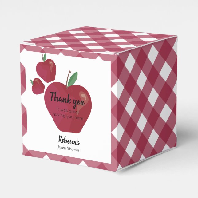 Red apple baby shower favour box (Front Side)