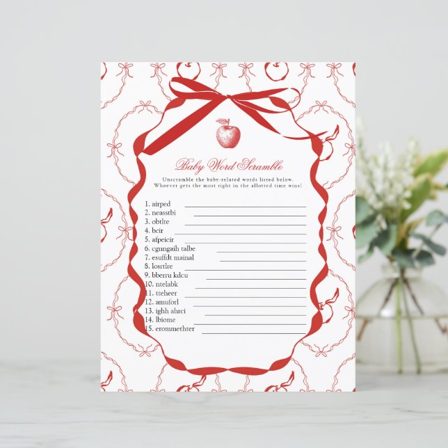 Red Apple Baby Shower Game (Standing Front)