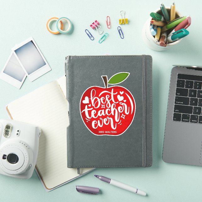 Red Apple Best Teacher Ever Custom Name Typography (iPad Cover)