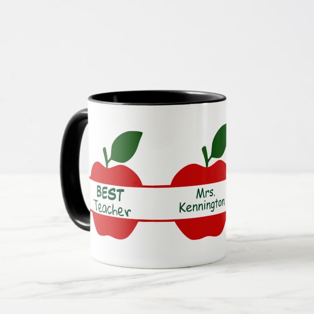 Red Apple Best Teacher Personalised Mug (Front Left)