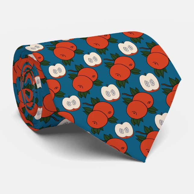 Red Apple Blue Tie (Rolled)