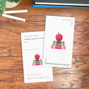 Red Apple Book Tutor Vertical White Business Card