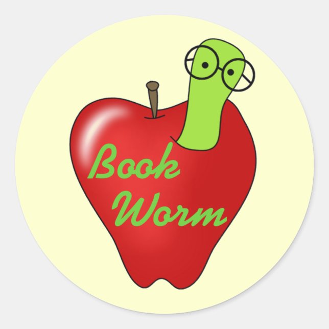 Red Apple Book  Worm Tshirts and Gifts Classic Round Sticker (Front)