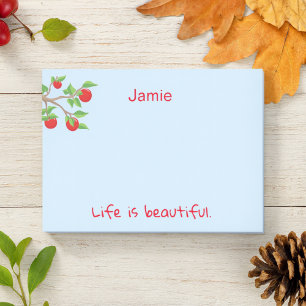 Red Apple Branches Life is Beautiful Post-it Notes