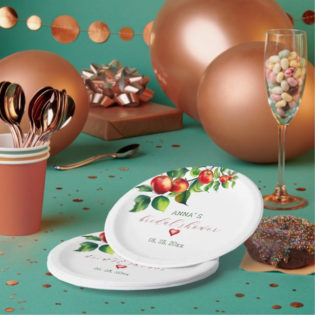 Red Apple Bridal Shower Paper Plate (Multi)