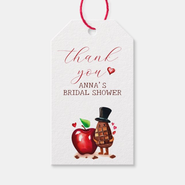 Red Apple bridal shower thank you tag (Front)