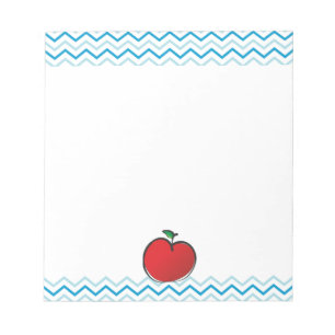 Red apple Chevron Pattern Personalised Monogram Notepad