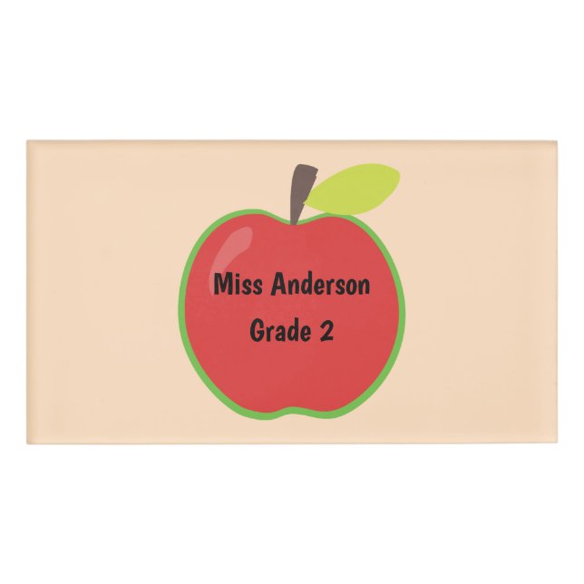 Red Apple Custom Teacher Name Grade Tag (Front)