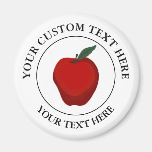 Red Apple Custom Text Logo Icon  Magnet