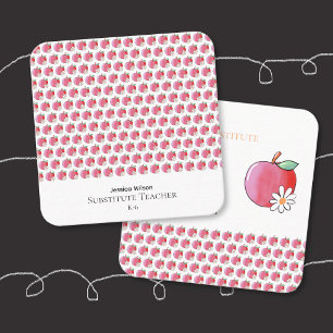 Red Apple Daisy Educator Small Square Contact Card