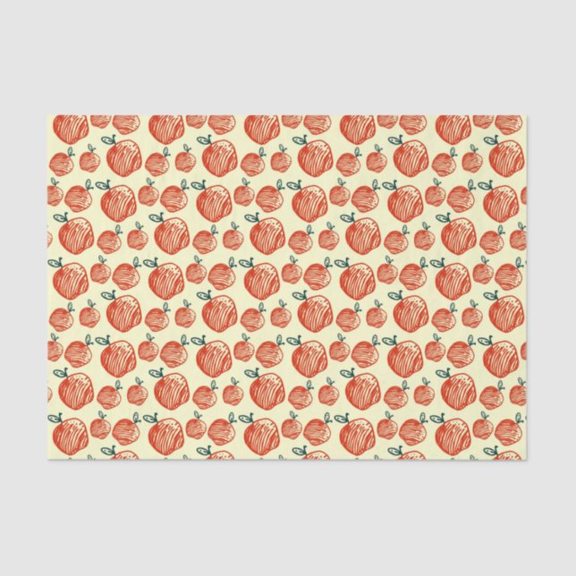Red Apple Doodle Pattern Tissue Paper (Front)