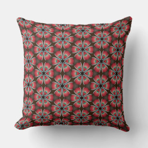 Red Apple Flower Ribbon of White Edge Accent Cushion