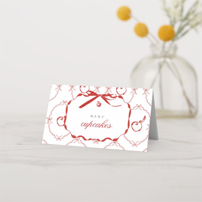 Red Apple Food & Drink Labels Folded Menu Card (Front)