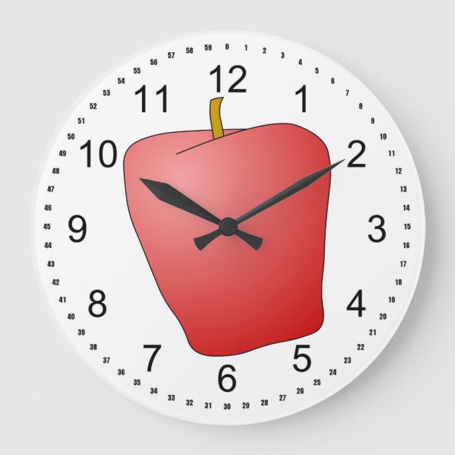 Red Apple Fruit Large Clock (Front)