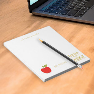 Red apple gold quote and your text teacher notepad