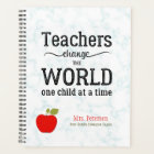 Red apple gold quote stylish marble teacher name