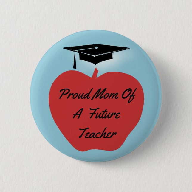 Red Apple Graduation Teacher 6 Cm Round Badge (Front)