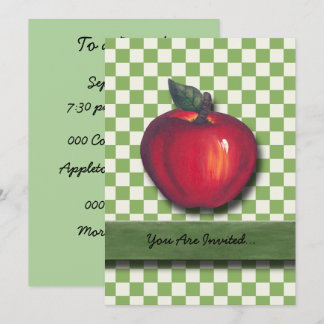 Red Apple Green Checks Invitation