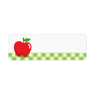 Red apple green gingham pattern border blank