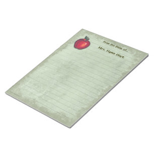Red Apple Green Lined Notepad